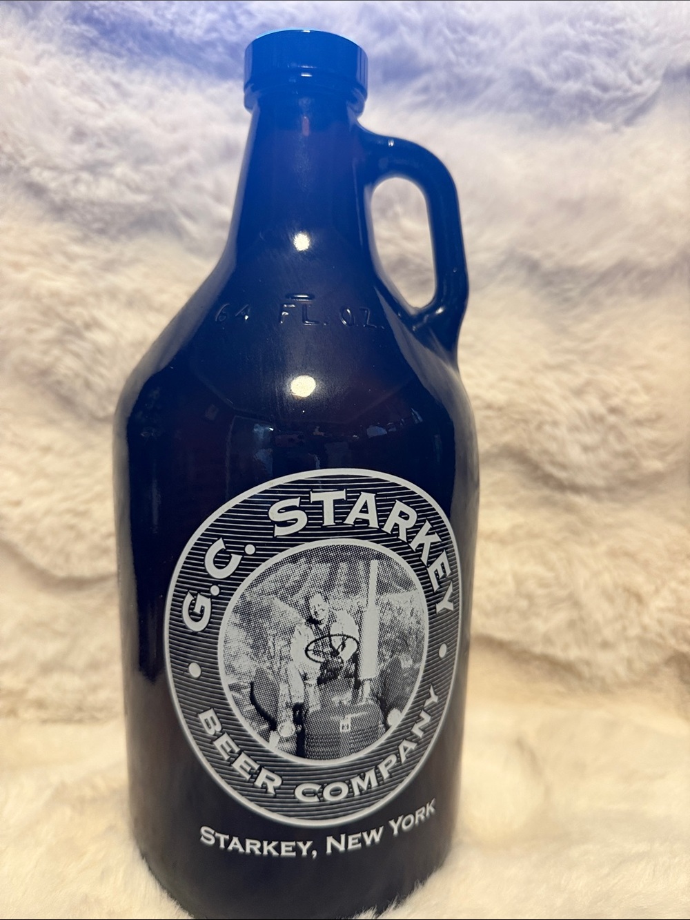 Antique G.C. Starkey Beer Company- Amber Glass 64 Oz. Growler